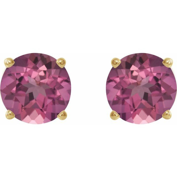 14K Yellow 5 mm Natural Pink Tourmaline Earrings