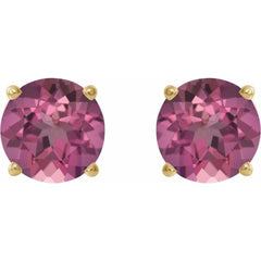 14K Yellow 5 mm Natural Pink Tourmaline Earrings