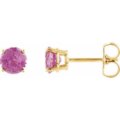 14K Yellow 4 mm Natural Pink Tourmaline Earrings
