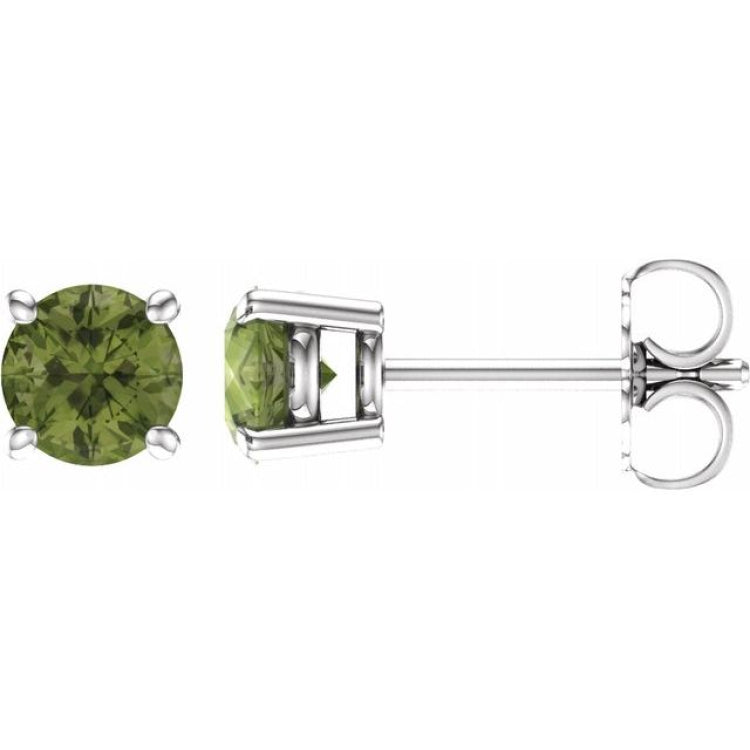14K White 5 mm Natural Peridot Earrings