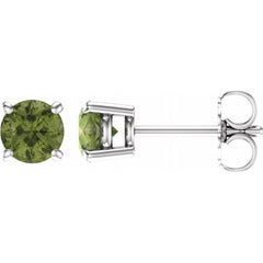 14K White 5 mm Natural Peridot Earrings