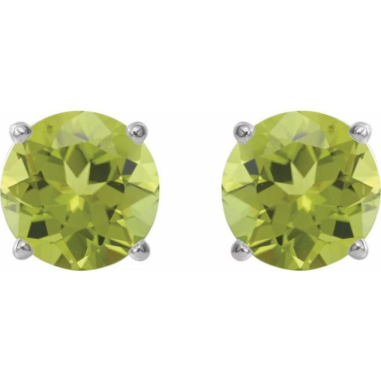 14K White 5 mm Natural Peridot Earrings