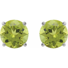 14K White 5 mm Natural Peridot Earrings