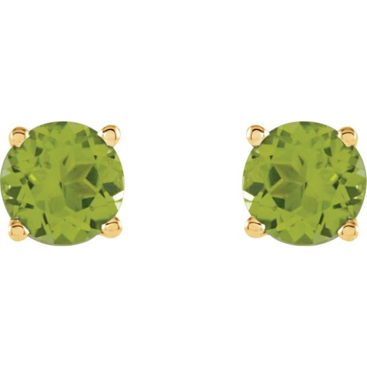 14K Yellow 5 mm Natural Peridot Earrings