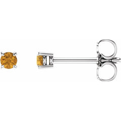 14K White 2.5 mm Natural Citrine Earrings