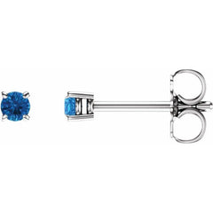 14K White 2.5 mm Natural Swiss Blue Topaz Earrings