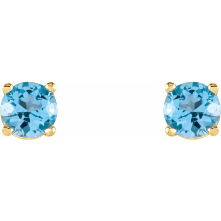14K Yellow 4 mm Natural Sky Blue Topaz Earrings