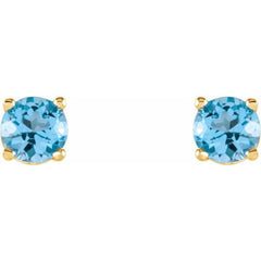 14K Yellow 4 mm Natural Sky Blue Topaz Earrings