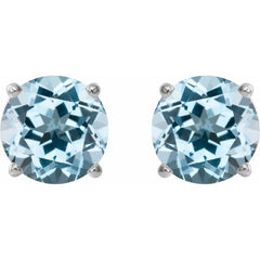 14K White 5 mm Natural Sky Blue Topaz Earrings