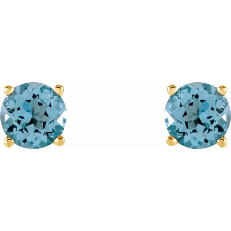 14K Yellow 5 mm Natural Sky Blue Topaz Earrings
