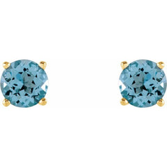 14K Yellow 5 mm Natural Sky Blue Topaz Earrings