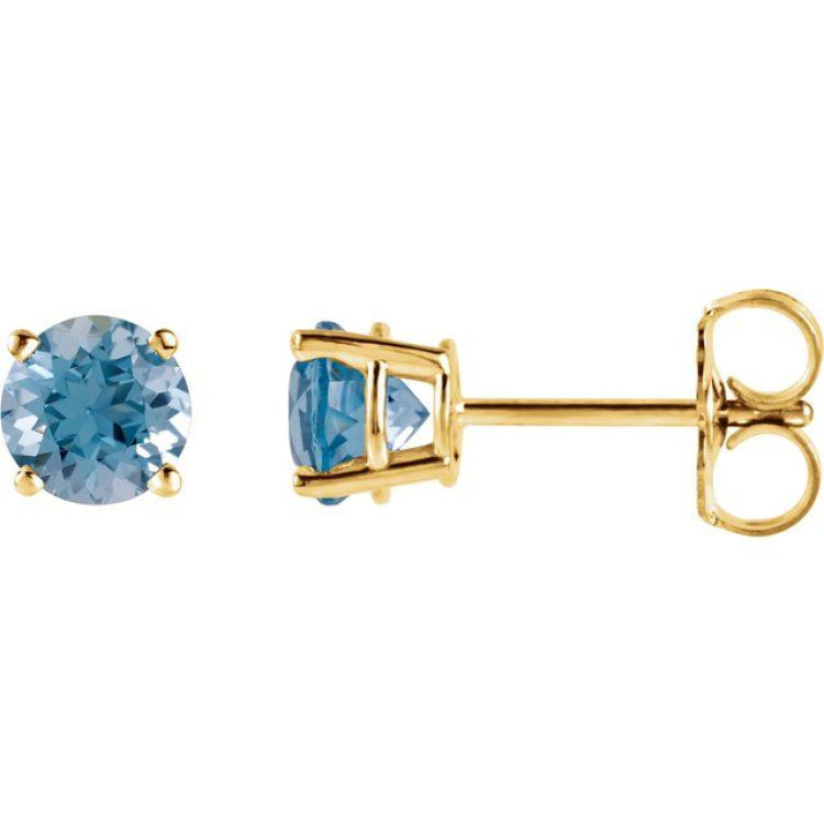 14K Yellow 4 mm Natural Swiss Blue Topaz Earrings