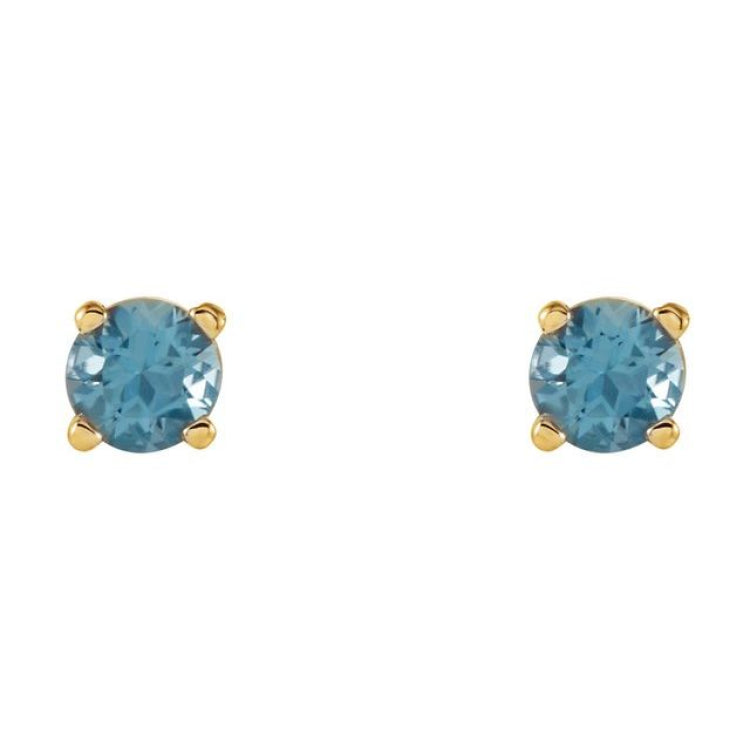 14K Yellow 4 mm Natural Swiss Blue Topaz Earrings