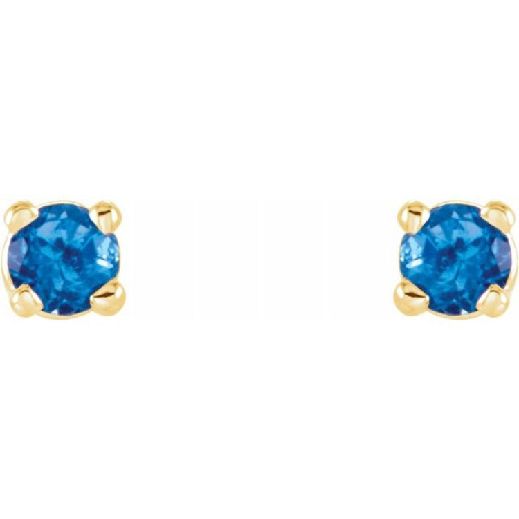 14K Yellow 2.5 mm Natural Swiss Blue Topaz Earrings
