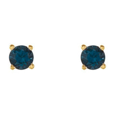 14K Yellow 4 mm Natural London Blue Topaz Earrings