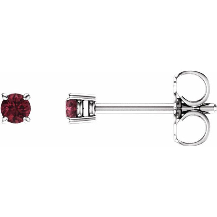14K White 2.5 mm Natural Mozambique Garnet Earrings