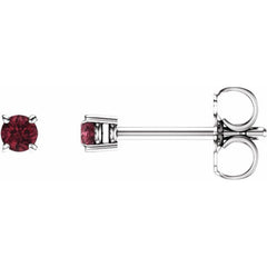 14K White 2.5 mm Natural Mozambique Garnet Earrings