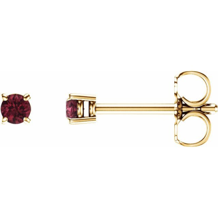 14K Yellow 2.5 mm Natural Mozambique Garnet Earrings