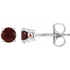 14K White 4 mm Natural Mozambique Garnet Earrings