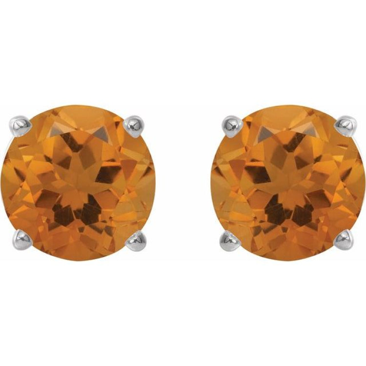 14K White 5 mm Natural Citrine Earrings
