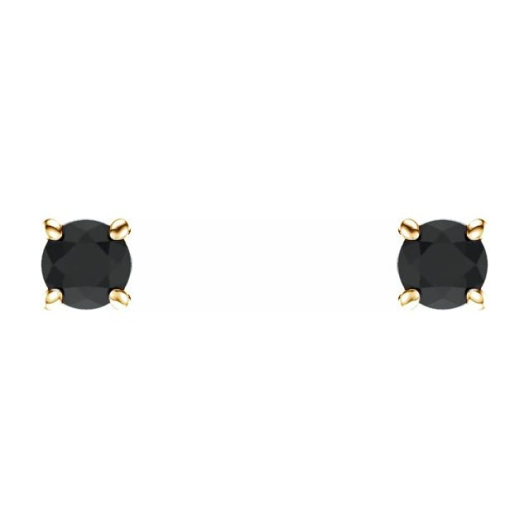 14K Yellow 2.5 mm Natural Black Onyx Earrings