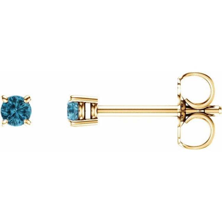 14K Yellow 2.5 mm Natural Blue Zircon Earrings