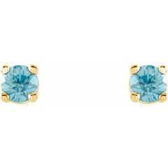 14K Yellow 2.5 mm Natural Blue Zircon Earrings