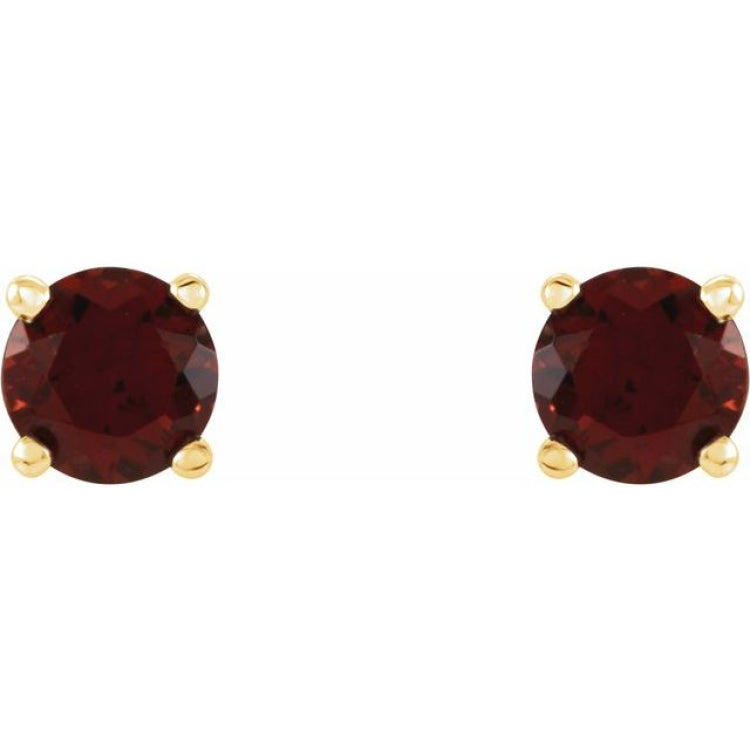 14K Yellow 4 mm Natural Mozambique Garnet Earrings