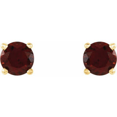 14K Yellow 4 mm Natural Mozambique Garnet Earrings