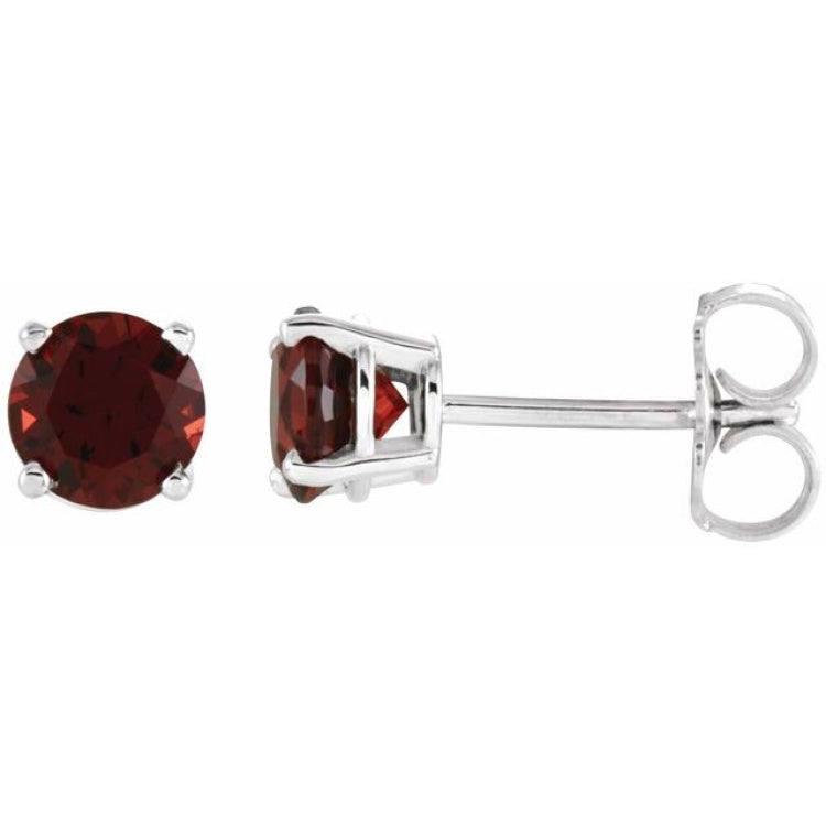 14K White 5 mm Natural Mozambique Garnet Earrings