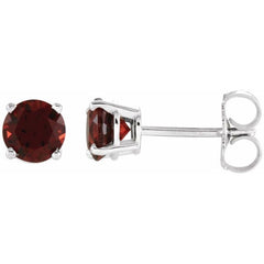 14K White 5 mm Natural Mozambique Garnet Earrings