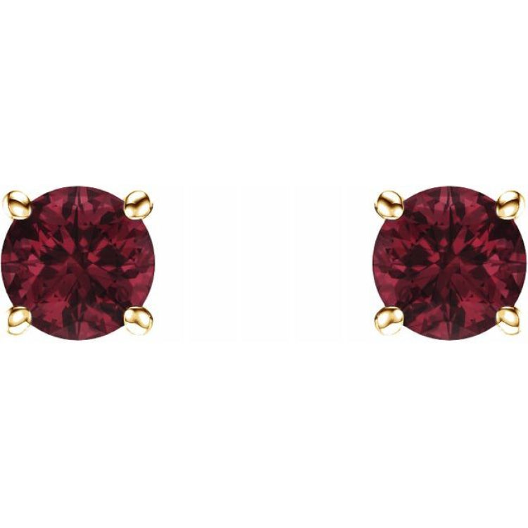 14K Yellow 5 mm Natural Mozambique Garnet Earrings