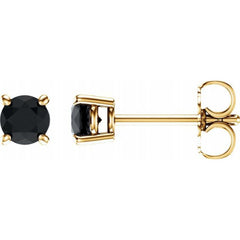 14K Yellow 4 mm Natural Black Onyx Earrings