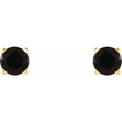 14K Yellow 4 mm Natural Black Onyx Earrings