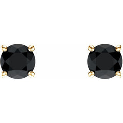 14K Yellow 5 mm Natural Black Onyx Earrings