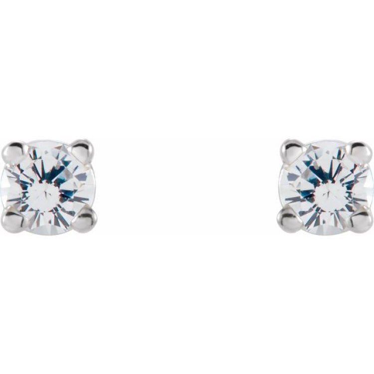 14K White 2.5 mm Natural White Sapphire Earrings