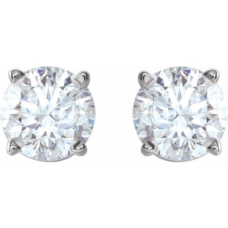 14K White 4 mm Natural White Sapphire Earrings