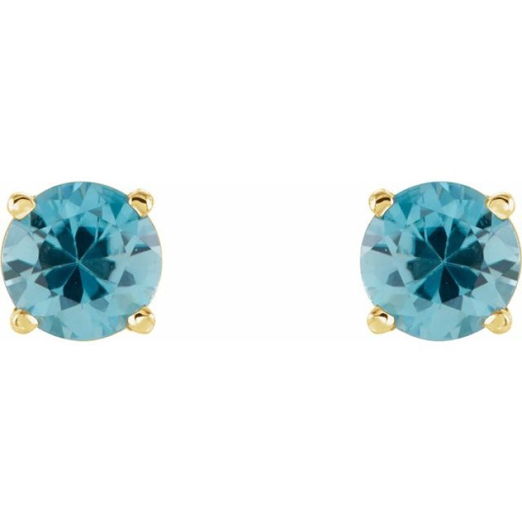 14K Yellow 5 mm Natural Blue Zircon Earrings
