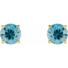 14K Yellow 5 mm Natural Blue Zircon Earrings