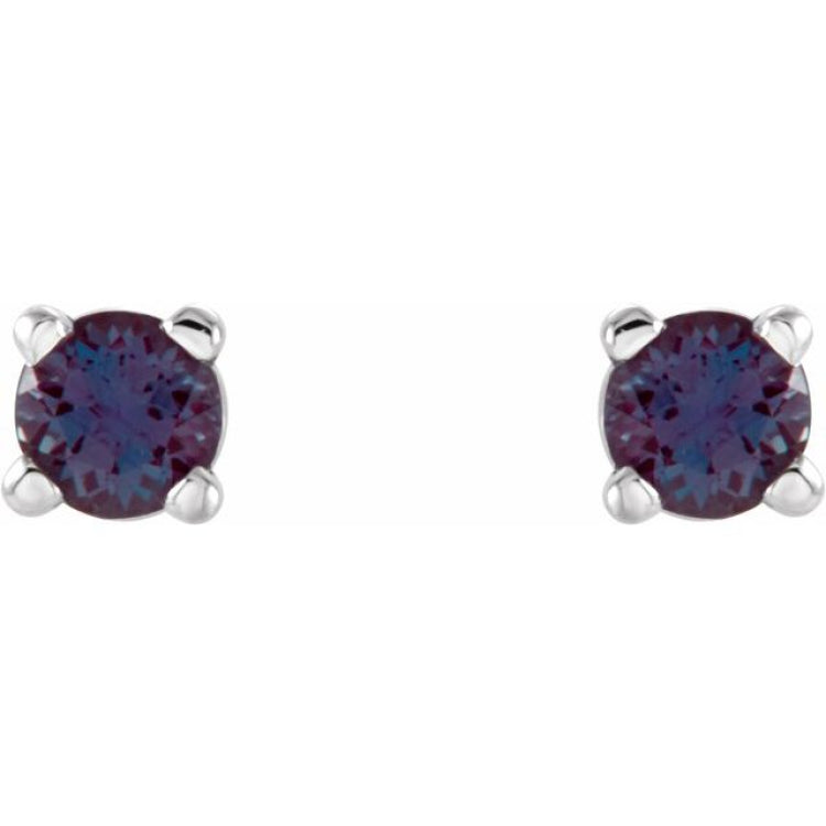 14K White 2.5 mm Lab-Grown Alexandrite Earrings