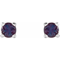 14K White 2.5 mm Lab-Grown Alexandrite Earrings