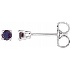 14K White 2.5 mm Lab-Grown Alexandrite Earrings