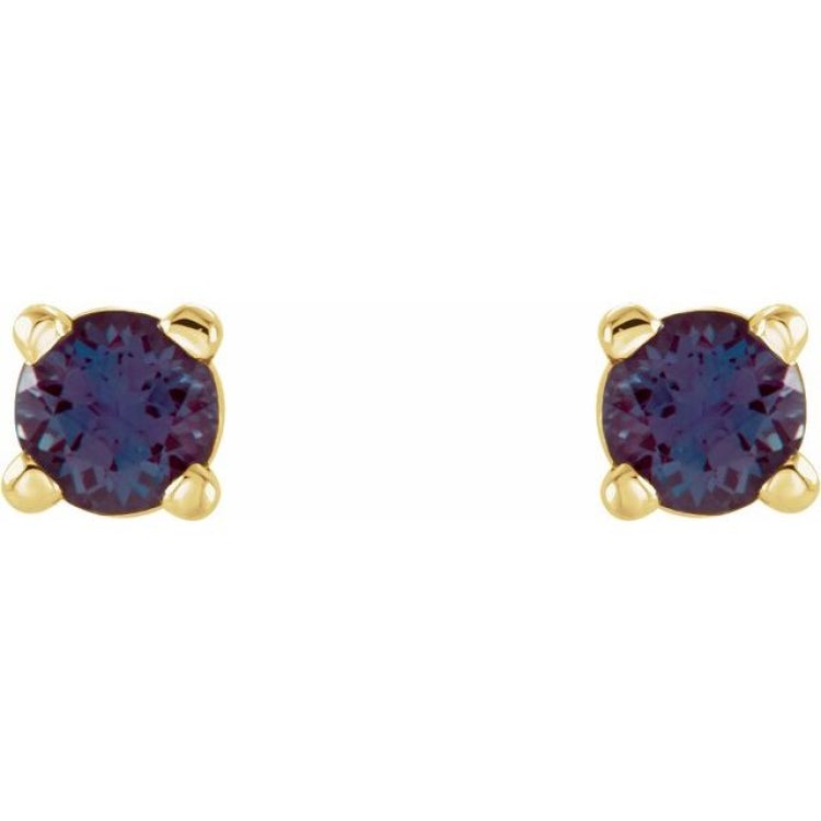 14K Yellow 2.5 mm Lab-Grown Alexandrite Earrings