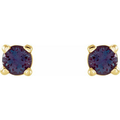 14K Yellow 2.5 mm Lab-Grown Alexandrite Earrings