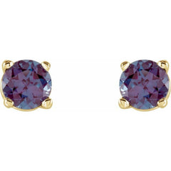 14K Yellow 4 mm Lab-Grown Alexandrite Earrings