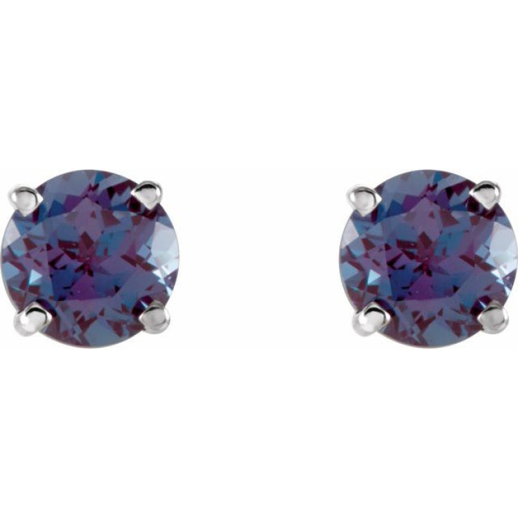 14K White 5 mm Lab-Grown Alexandrite Earrings