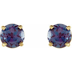 14K Yellow 5 mm Lab-Grown Alexandrite Earrings