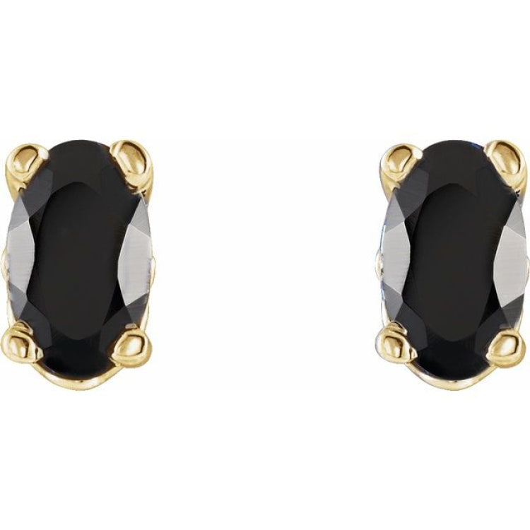 14K Yellow Natural Black Onyx Earrings