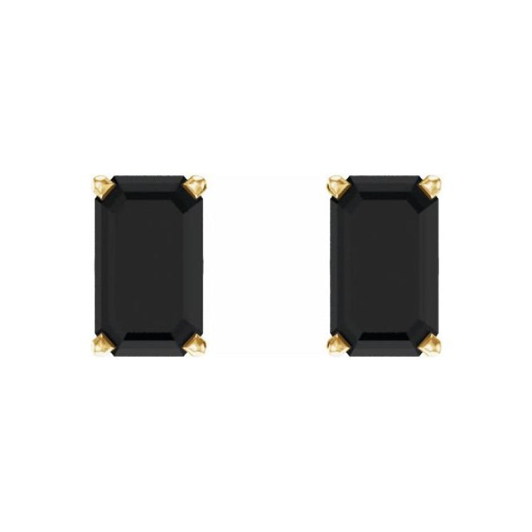 14K Yellow Natural Black Onyx Earrings