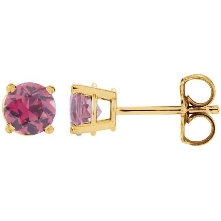 14K Yellow 2.5 mm Natural Pink Tourmaline Earrings